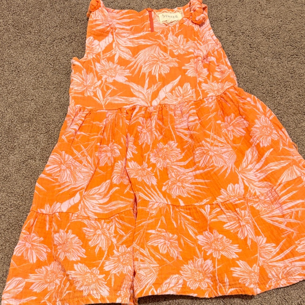 Orange Floral Kids Dress
